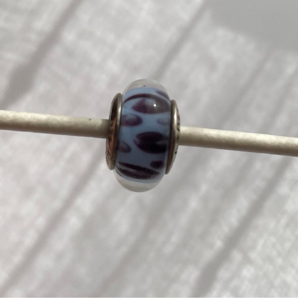 Elegant Blue, Purple and Silver Glass Pandora Charm Bead